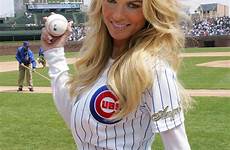 cubs chicago jersey baseball miller marisa sexy throw pitch girls first game hottest look made her 2008 april sox women