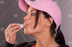 whistle blows ball attractive cap brunette pink female preview