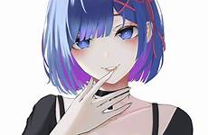 anime big zero re boobs girls fanart rem hair fan blue eyes background wallpaper isekai kara hajimeru seikatsu 2d simple