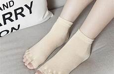 socks toe separator five open fingers slip gel toed pairs moisturizing silicone boat