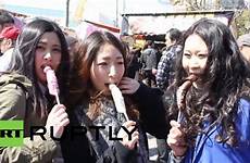 penis japan festival little worshiping penises eat celebration people giant april