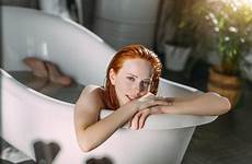 seductive bathtub haired shoulders
