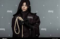 noose woman hanging holding isolated alamy costume death grey stock