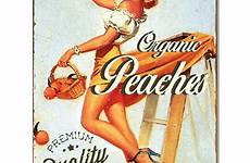 vintage pinup sign kitchen peaches girl metal style organic babe decor