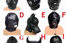 mask bondage bdsm leather gimp head restraints toys sex harness blindfold padded hood halloween couples gag colsed mouth accessories open