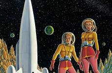 space science sci fi fiction retro rangers al illustration feldstein pulp rocket 1950s fantasy age girl vintage scifi ship classic