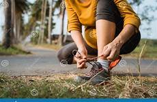 tied pregnant woman shoelace her exercising outdoor legs stock dreamstime before lifestyle summer