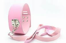 pink sex collar leash slave neck collars leather toys bondage sexy bdsm dog fetish pu adjustable size ring