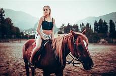horse women wallpaper model blonde riding shorts alena emelyanova girl jean top gorokhov ivan wallpapers outdoors crop equestrian barrel racing
