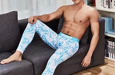 gay tight underwear men pants sexy leggings boy man trousers thin bottoms elasticity thermal warm cotton sleep printing guy mouse