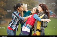 bullying girl female stock teenagers group alamy