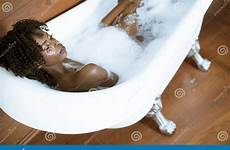 bathing tub woman african foam american beautiful young bath dreamstime washing