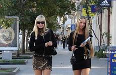 girls russian walking rus around city kızları etekli mini jump after