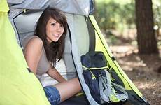 camping girl items stock