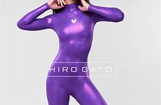 spandex catsuit mystique zentai metallic lycra shiny bodysuit hirogato violett