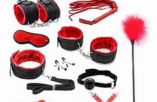 bdsm bondage red sex toys nylon adults pieces plaid slave gag handcuffs belt restraints whip mouth mask erotic lingerie eye