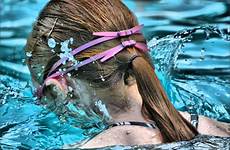 ponytail swimming girl wet swim water pool splash wallpaper female goggles redhead wallhere hd
