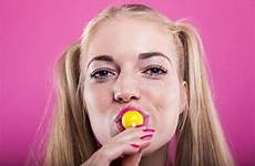 sucking lollipop headshot blond