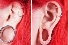 big ear earlobes tunnel flesh stretched lobe