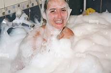 fun woman bath foamy tub alamy having