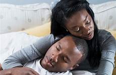 bed african couple american asleep young