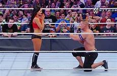 cena john girlfriend wwe his legend romantic moment so wrestlemania proposed knee longtime propose nikki wrestler bella got pro down