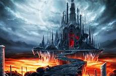 kingdom castle fantasy hell gothic castles lava moon night arts building hells path