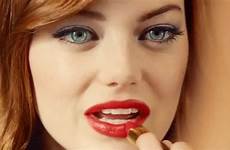gif emma stone smiling lipstick giphy lips her gifs girl makeup red beautiful women girls redhead lip applying tweet animated