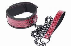 collar leash bdsm slave red leather collars sex bondage adult fetish toys game neck