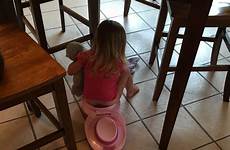potty training girl braided triple cord post her under table big job go knows those she know who has