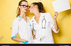 doctors women lesbian nurses pretty kiss sex sexy girls red lips medical bigstock