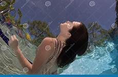 underwater holding gown breathe wearing woman her preview