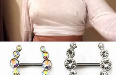 nipple piercing women shields dangle bars sexy colorful body 2pcs crystal clear over jewelry