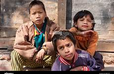 nepal boys nepali kathmandu three stock alamy
