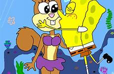 spongebob sandy kissing deviantart cheeks fan comics 2009 wallpaper