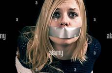 tied kidnapped tape woman rope mouth hostage over stock alamy