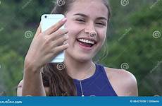 girl phone teen taking selfy cell dreamstime beautiful stock preview