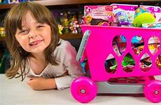 toys girls toy surprise kinder huge shopping playtime cart filled surprises