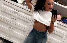 demi lovato underboob instagram selfie sexy pic jeans white flashes some top crop not