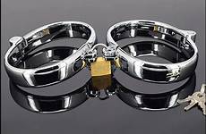 bondage sex metal cuffs steel torture restraints hand 1pair lock couples stainless woman