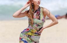 gigi hadid beach photoshoot dress ipanema rio short brazil set wears colorful during hawtcelebs