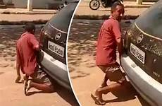 sex car man exhaust caught having pipe his penis has cars inserting into who brazil tailpipe he rape fined parked