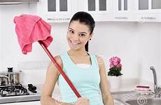 girl cleaning house smiling stock dirty