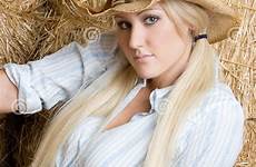 cowgirl blond cowboy girls blonde stock