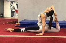 split fernandez jacqueline flexible challenge stretch pulls takes