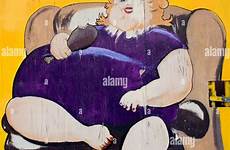 fat lady circus freak show alamy stock depicting close painting detail side