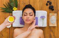 massage face wellness spa center woman make lifting massagist girl indian beautiful stock