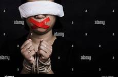 blindfold wrapping closed censorship alamy