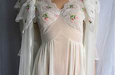 nightgown peignoir sheer retro nightgowns chiffon boho intimates