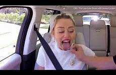 tongue cyrus miley carpool karaoke